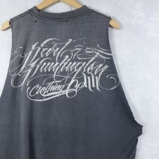 画像2: Hart & Huntington Clothing Co. タトゥーブランドプリントカットオフTシャツ BLACK  (2)