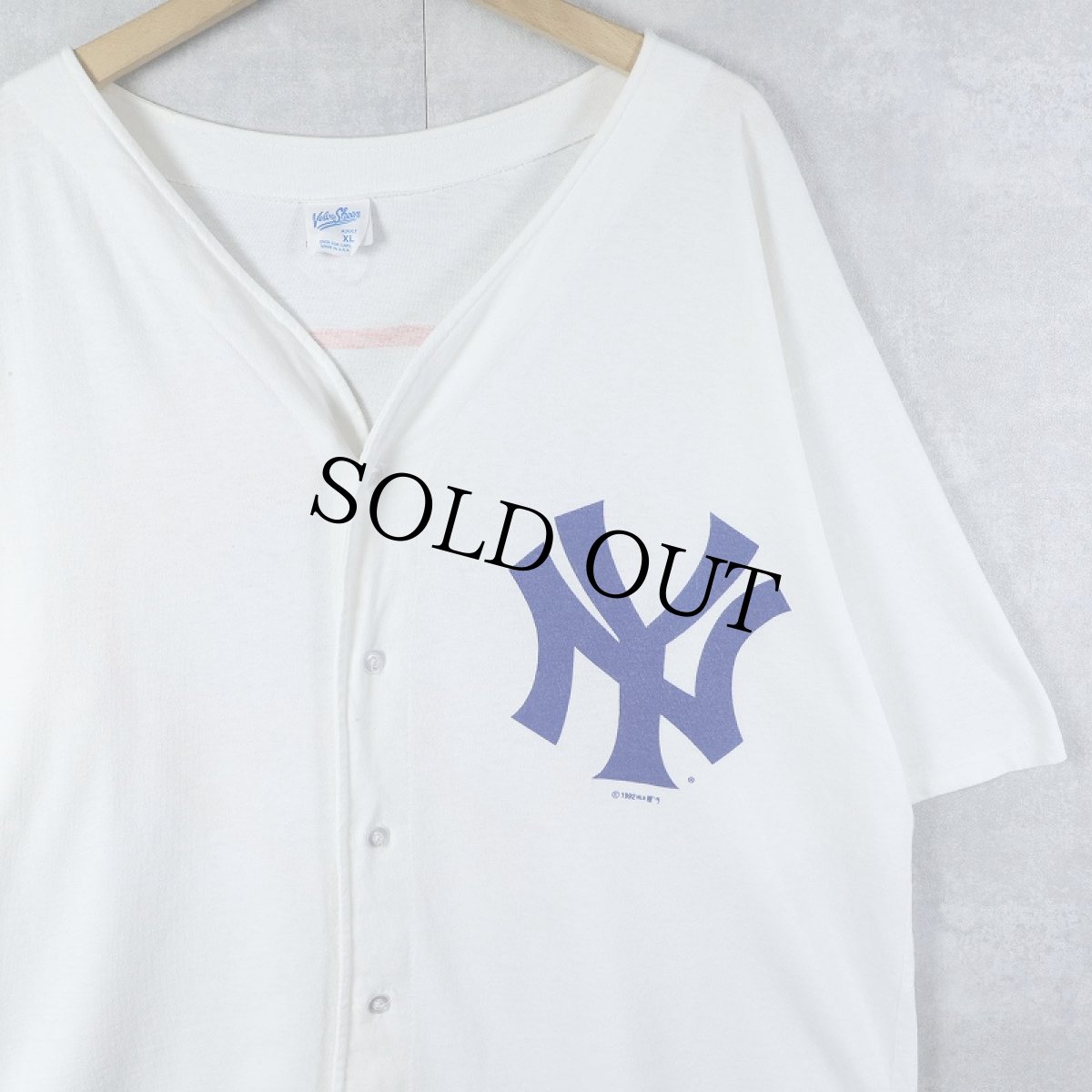 画像1: 90's  New York Yankees USA製 ロゴプリント ベースボールシャツ XL (1)