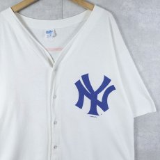 画像1: 90's  New York Yankees USA製 ロゴプリント ベースボールシャツ XL (1)
