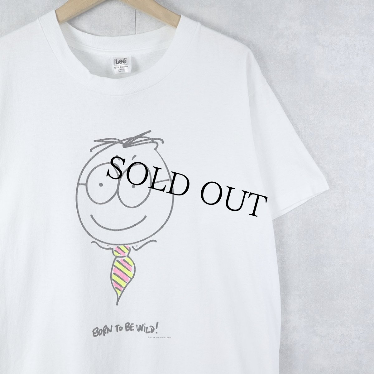 画像1: 90's OUT OF OUR HEADS USA製 "BORN TO BE WILD!" イラストプリントTシャツ L (1)