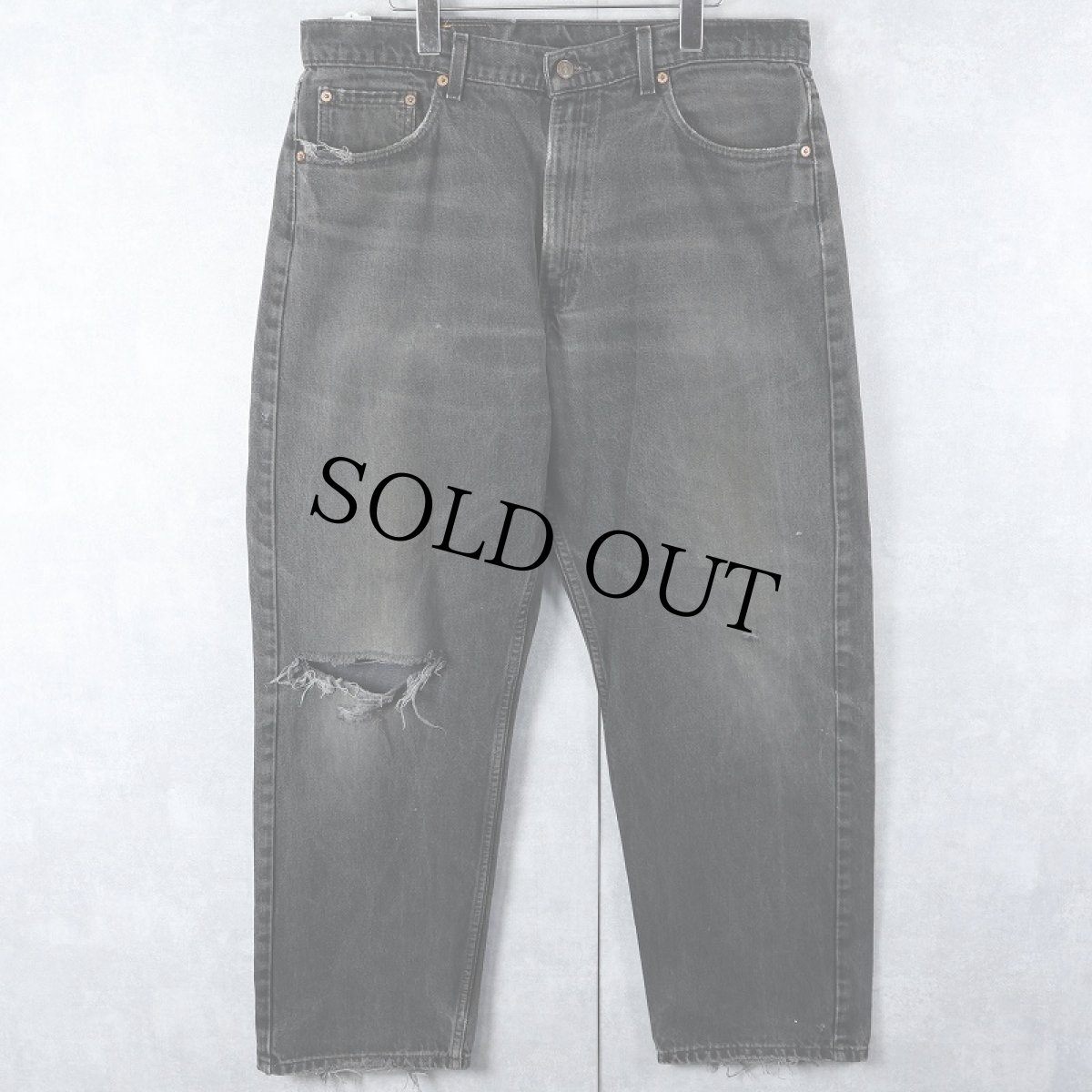 画像1: 90's Levi's 565 USA製 サルファブラック デニムパンツ W36 (1)