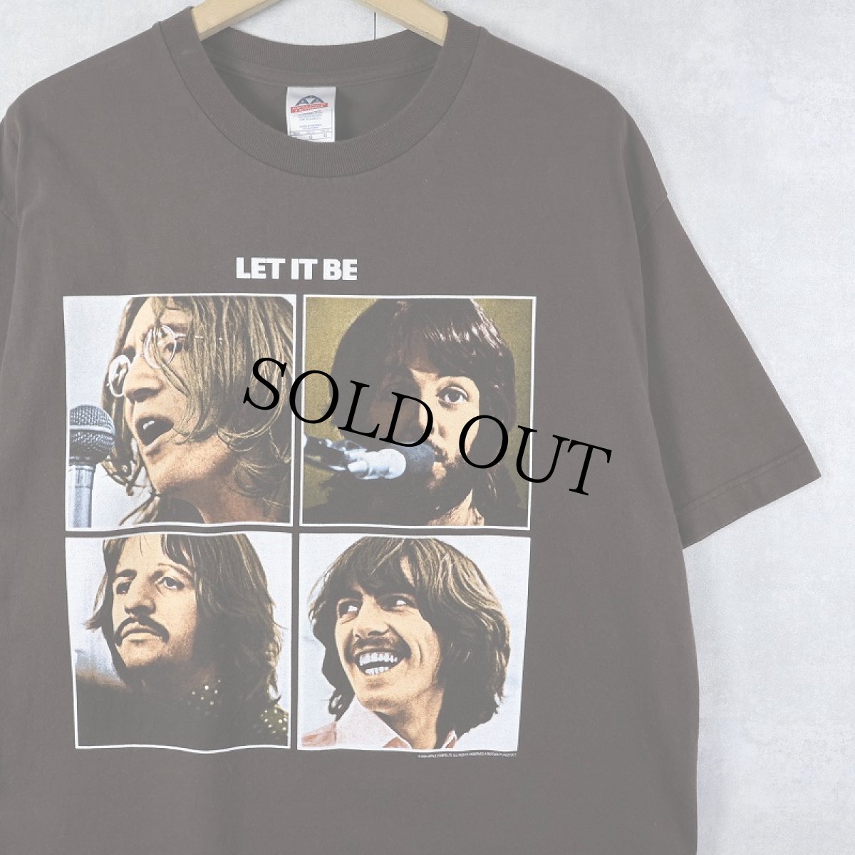 画像1: 2000's THE BEATLES "LET IT BE" ロックバンドプリントTシャツ BROWN L (1)