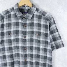 画像1: 2014SS Patagonia チェック柄 ヘンプ × コットン シャツ M (1)