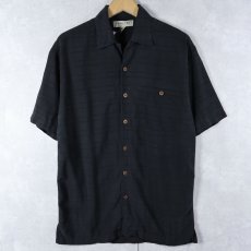 画像1: PORCINI チェック柄 シルクオープンカラーシャツ BLACK S (1)