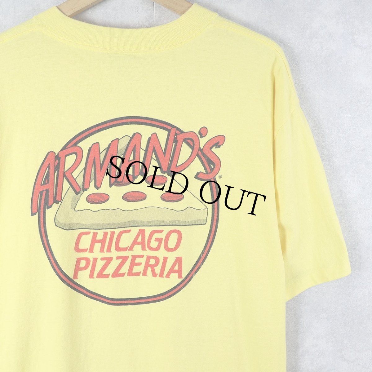 画像1: 90's ARMAND'S CHICAGO PIZZERIA USA製 ピザショッププリントTシャツ XL (1)