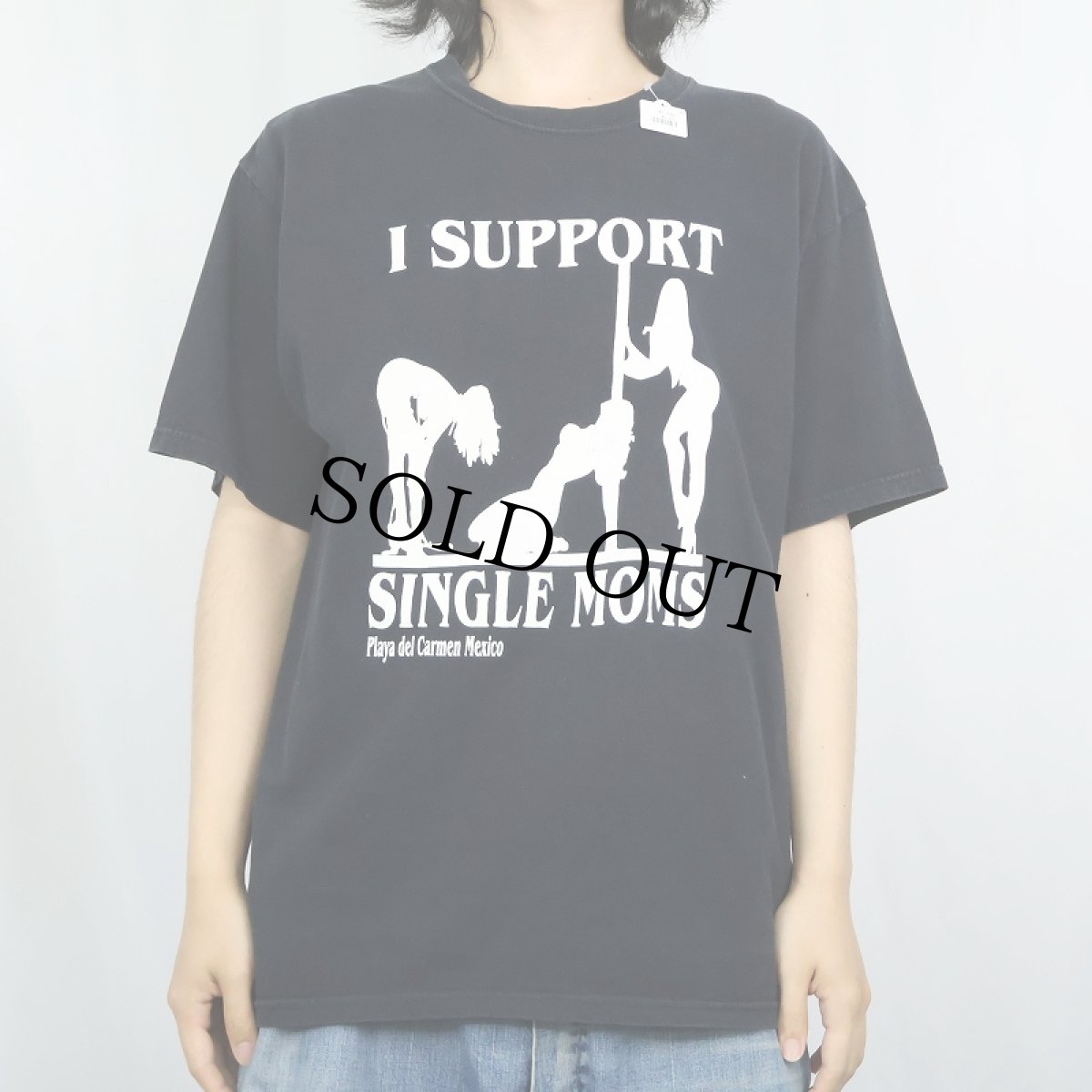 画像2: "I SUPPORT SINGLE MOMS" ストリッパープリントTシャツ BLACK L (2)