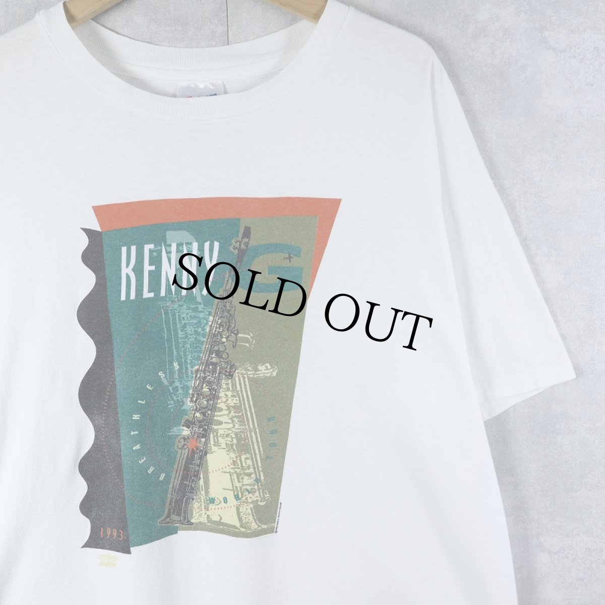 画像1: 90's KENNY G USA製 "BREATHLESS WORLD TOUR" サックス奏者プリントTシャツ XL (1)