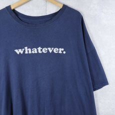 画像1: "whatever." メッセージプリントTシャツ NAVY  (1)