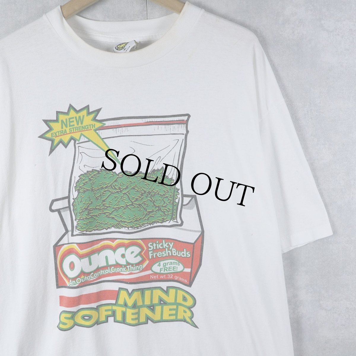 画像1: 90's BALZOUT USA製 "MIND SOFTNER" ガンジャプリントTシャツ XL (1)