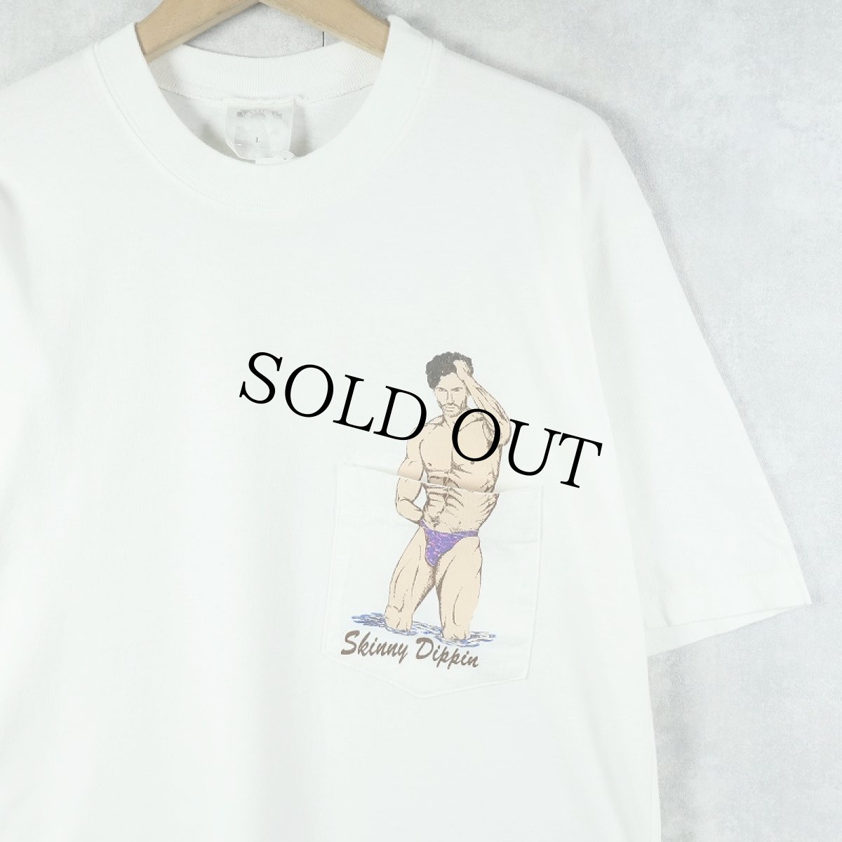 画像1: 90's USA製 "Skinny Dippin" ギミック エロプリントTシャツ L (1)