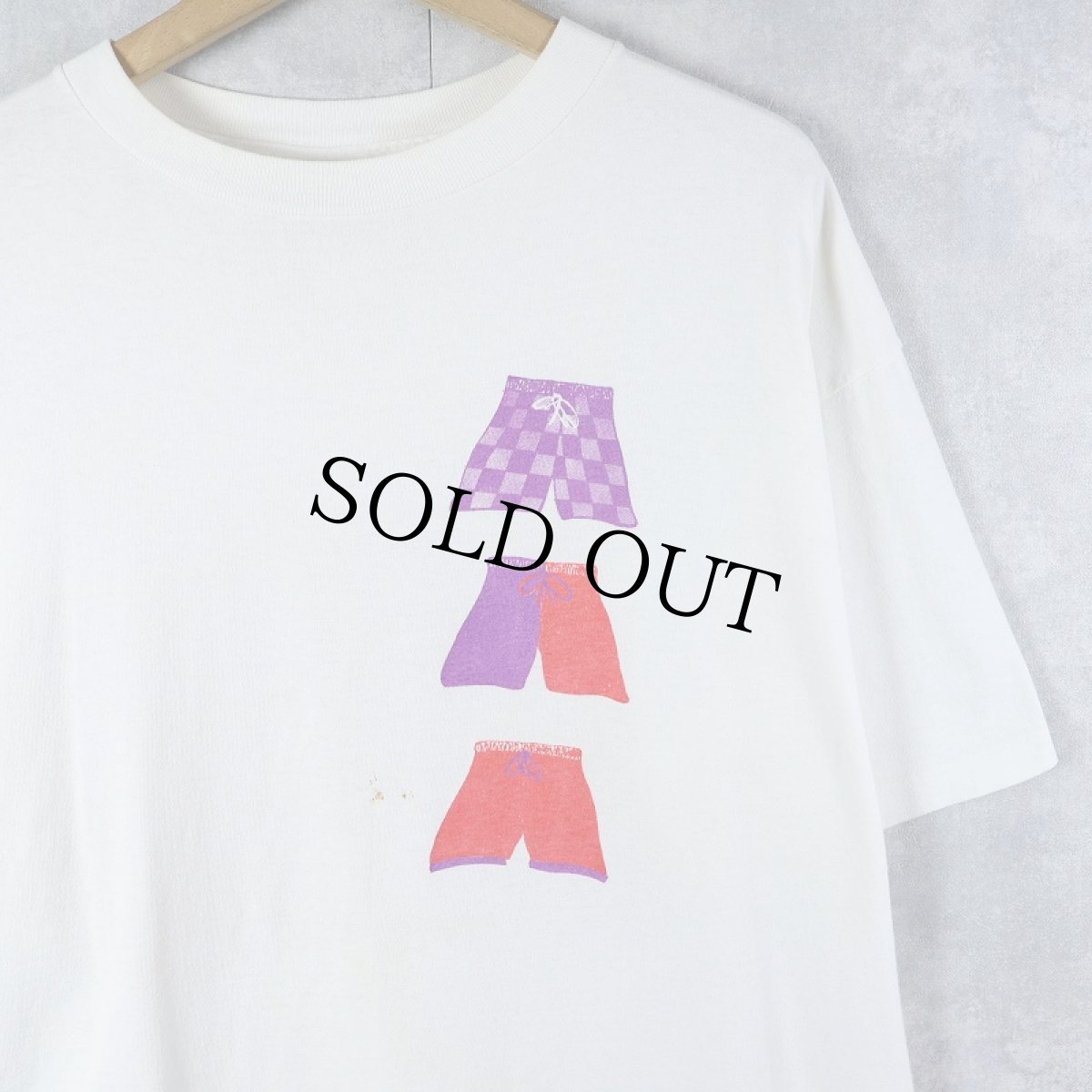 画像1: 90's USA製 パンツプリントTシャツ XL (1)