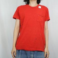 画像2: 80's FRUIT OF THE LOOM USA製 無地ポケットTシャツ L (2)
