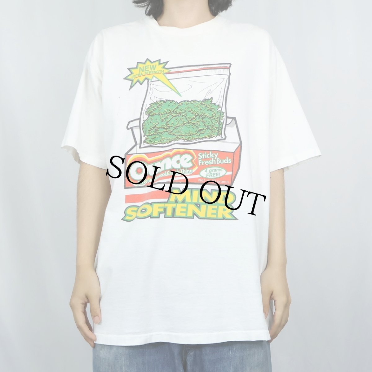 画像2: 90's BALZOUT USA製 "MIND SOFTNER" ガンジャプリントTシャツ XL (2)