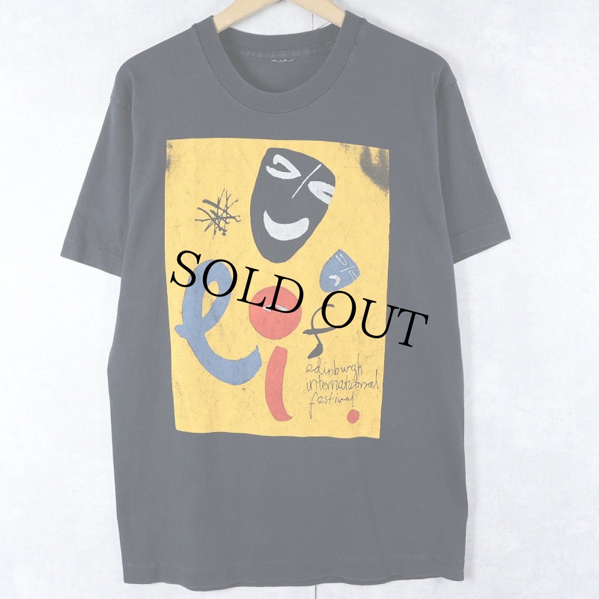 画像1: 90's エディンバラ芸術祭 ツーフェイス アートプリントTシャツ BLACK (1)