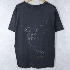 画像1: BUCK WEAR SMOKE'EM アニマルプリントTシャツ BLACK  (1)
