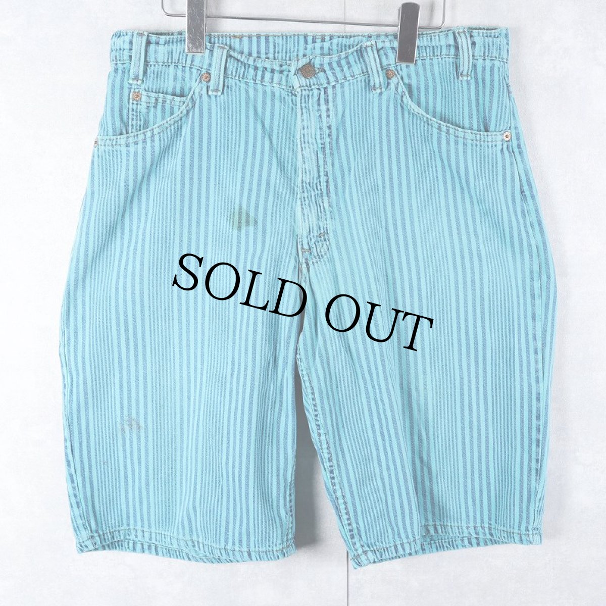 画像1: 90's Levi's USA製 ストライプ柄 コットンショーツ W34 (1)
