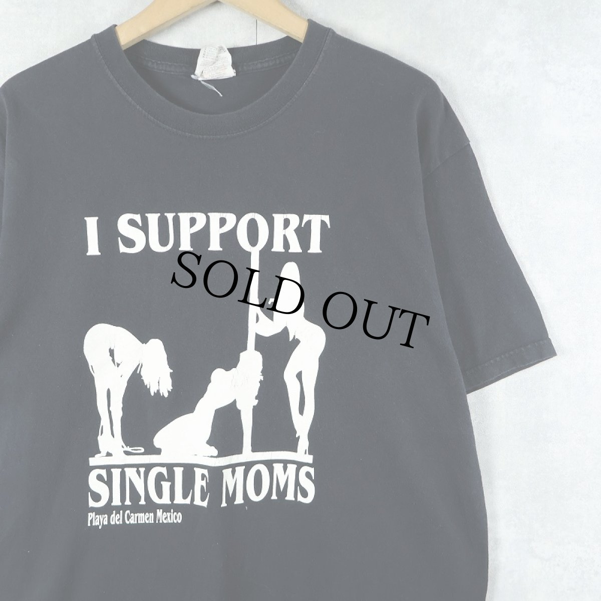 画像1: "I SUPPORT SINGLE MOMS" ストリッパープリントTシャツ BLACK L (1)