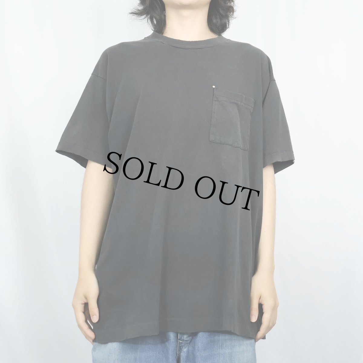 画像2: 90's TREND BASICS USA製 無地ポケットTシャツ BLACK L (2)