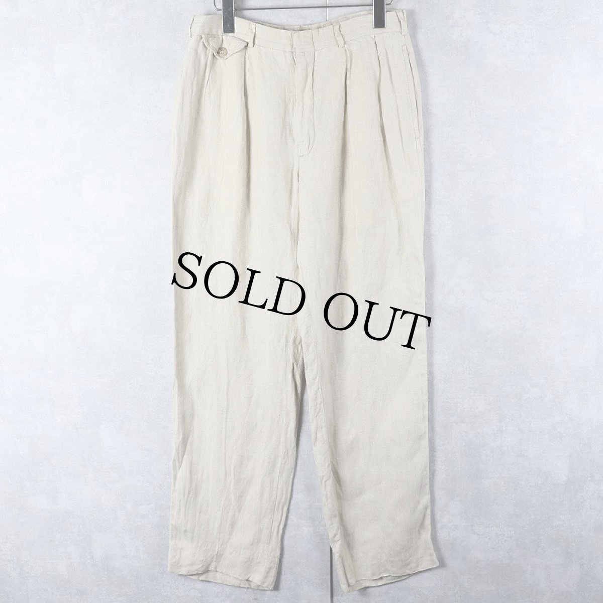 画像1: POLO Ralph Lauren ヘリンボーン織り 2タックリネンスラックス W30 (1)