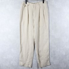 画像1: POLO Ralph Lauren ヘリンボーン織り 2タックリネンスラックス W30 (1)
