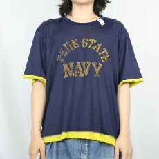 画像3: 70's Chmapion USA製 バータグ "PENN STATE NAVY" リバーシブルメッシュTシャツ L (3)