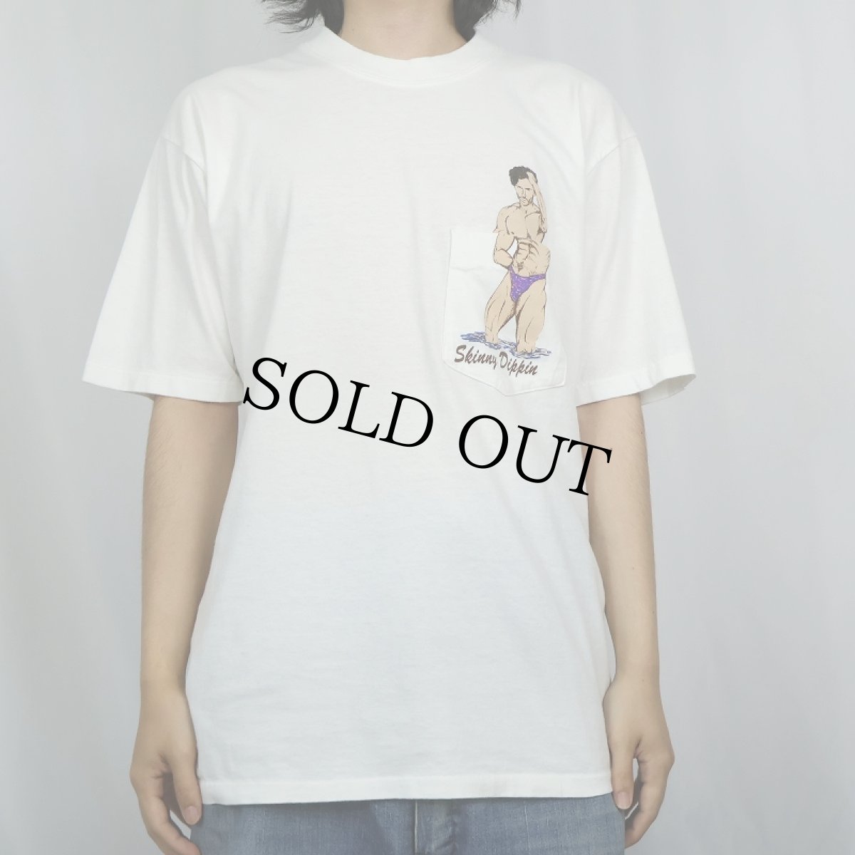 画像2: 90's USA製 "Skinny Dippin" ギミック エロプリントTシャツ L (2)