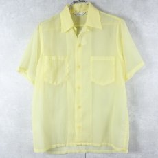 画像1: 50〜60's BLUE BELL シアサッカー シースルーオープンカラーシャツ S (1)