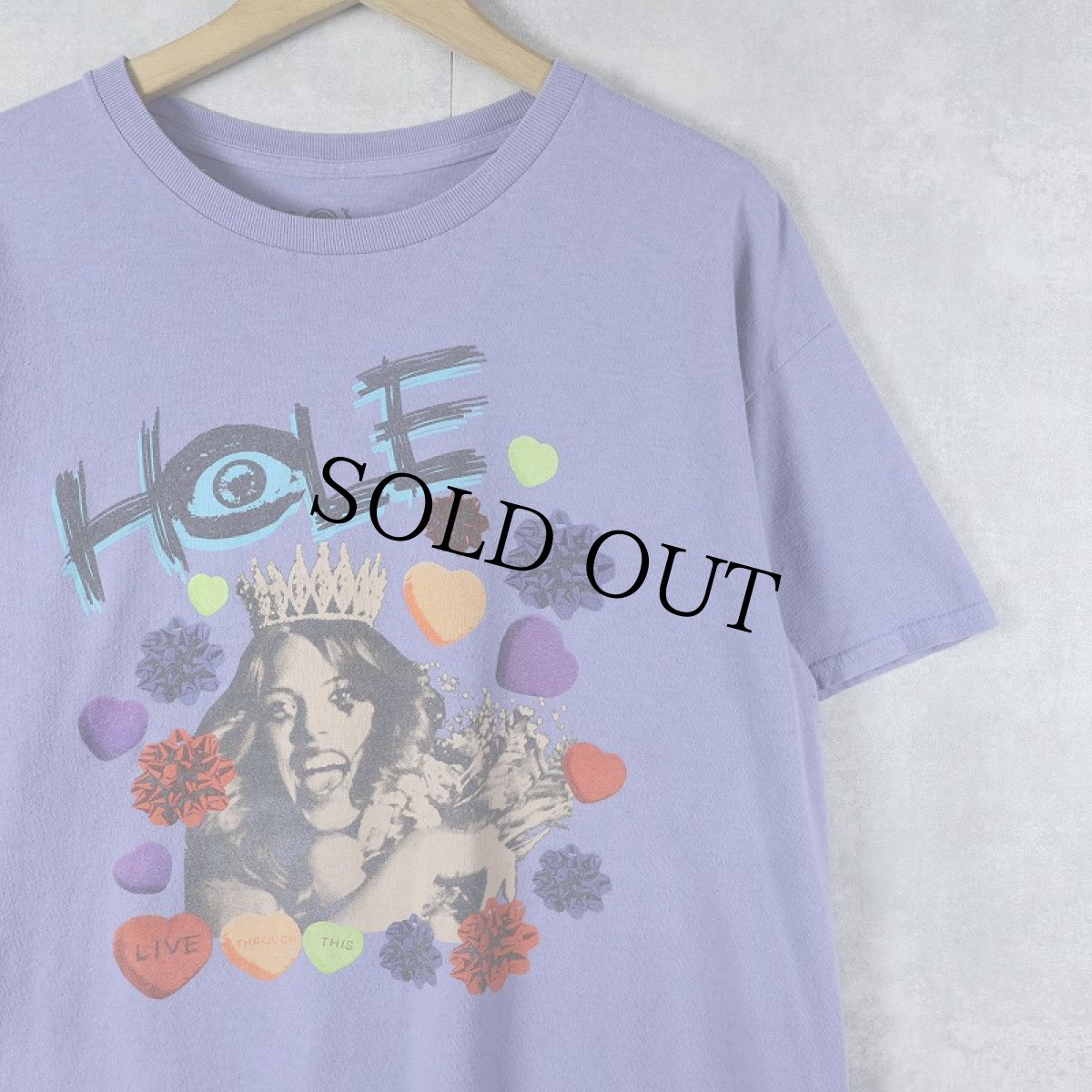 画像1: HOLE ロックバンド プリントTシャツ L (1)