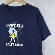 画像1: Morton Salt "DONT BE A SALTY BITCH" 塩メーカー プリントTシャツ NAVY (1)