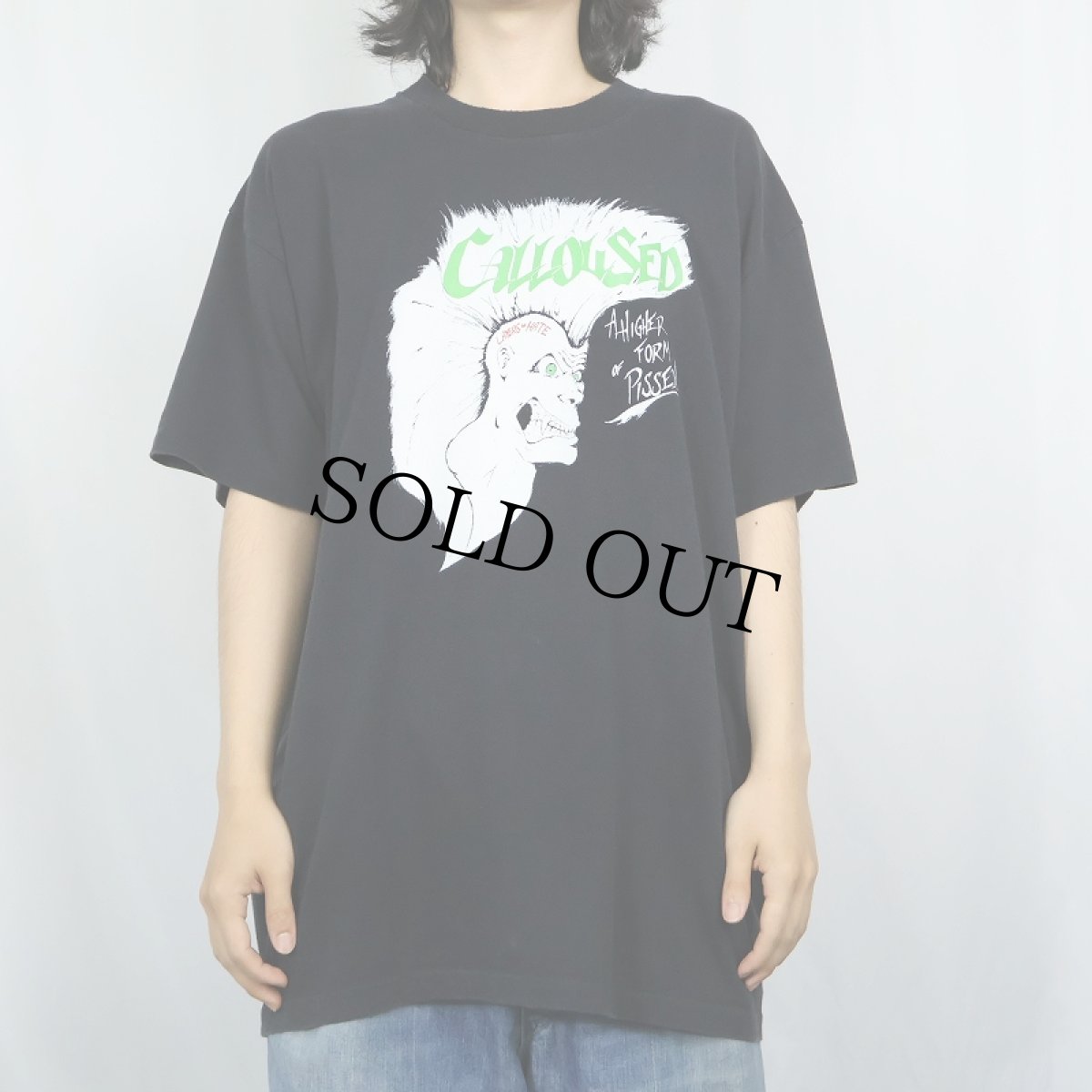 画像3: 90's USA製 "CALLOUSED" プリントTシャツ BLACK XL (3)
