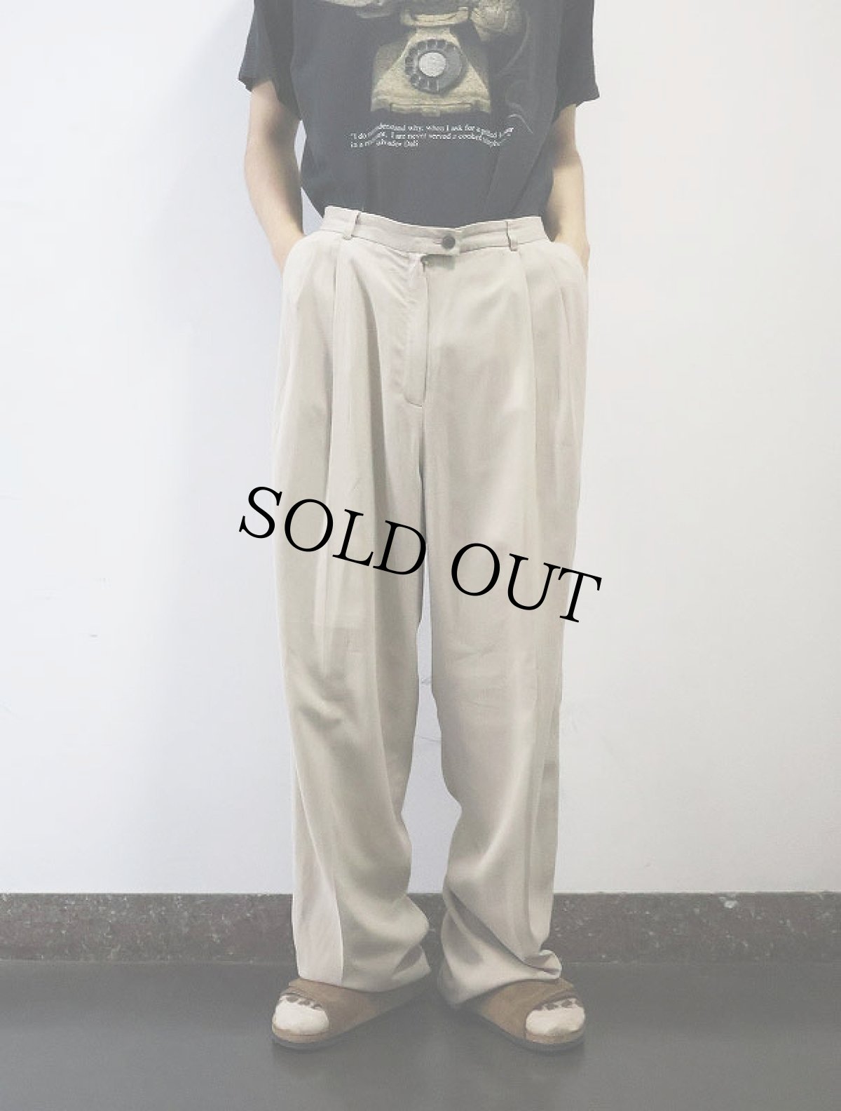 画像2: J.CREW 2タック シルクスラックス W33 (2)