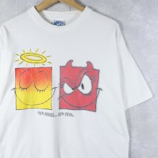 画像1: "90% ANGEL... 10% DEVIL" イラストプリントTシャツ M (1)