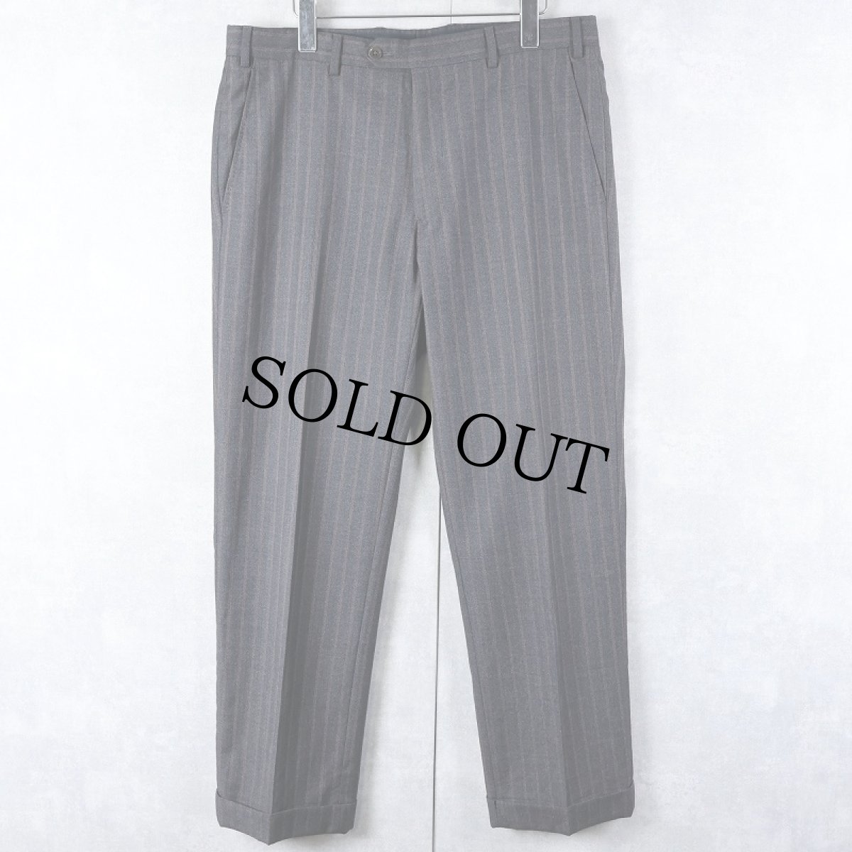 画像1: ARMANI ストライプ柄 2タック スラックス W35 (1)