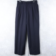 画像1: Christian Dior MONSIEUR 2タックウールスラックス NAVY W28 (1)