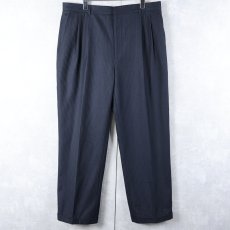 画像1: GIORGIO ARMANI ITALY製 ストライプ柄 2タック ウール×ポリエステルスラックス W34 (1)
