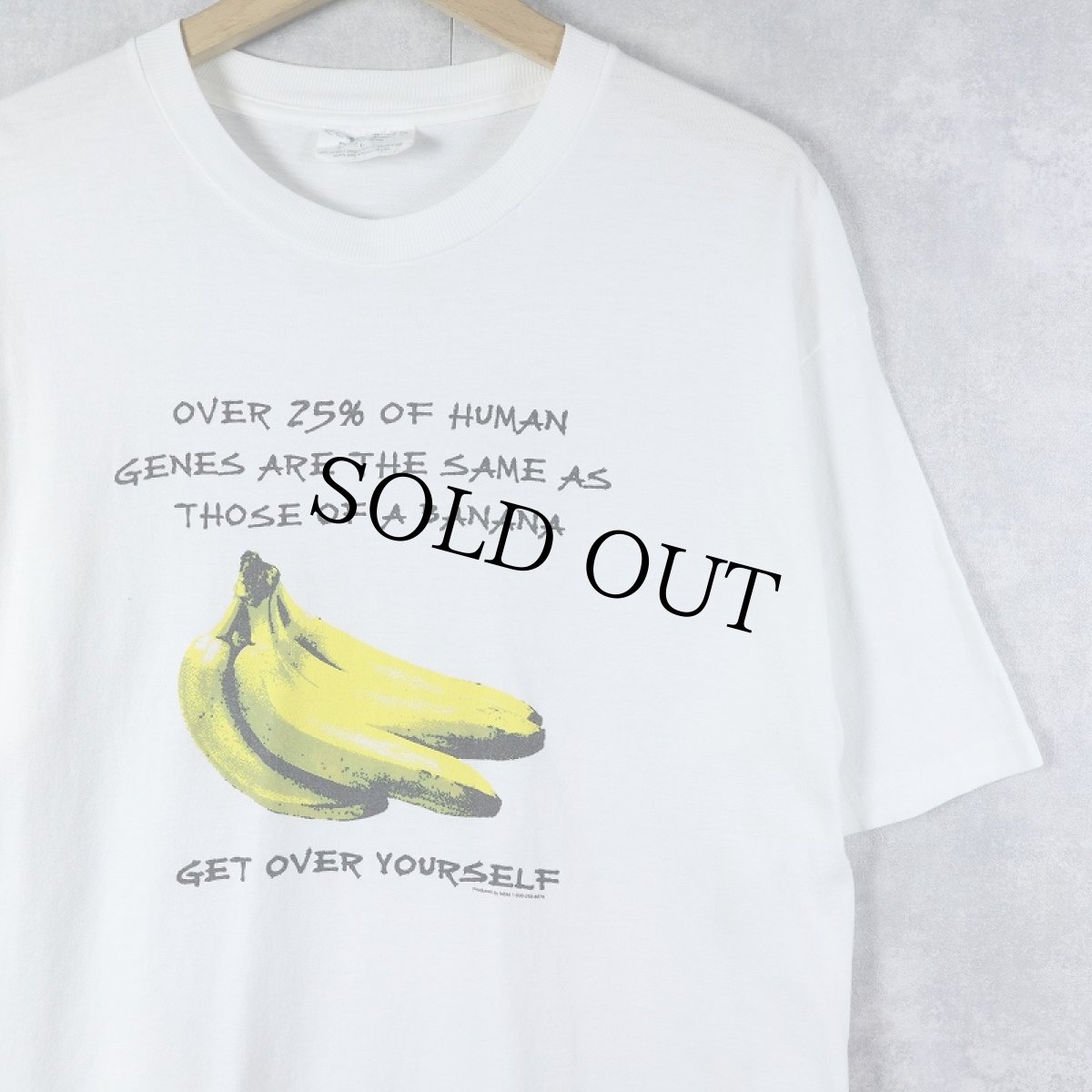 画像1: 90's USA製 "OVER 25% OF HUMAN..." バナナプリントTシャツ L (1)