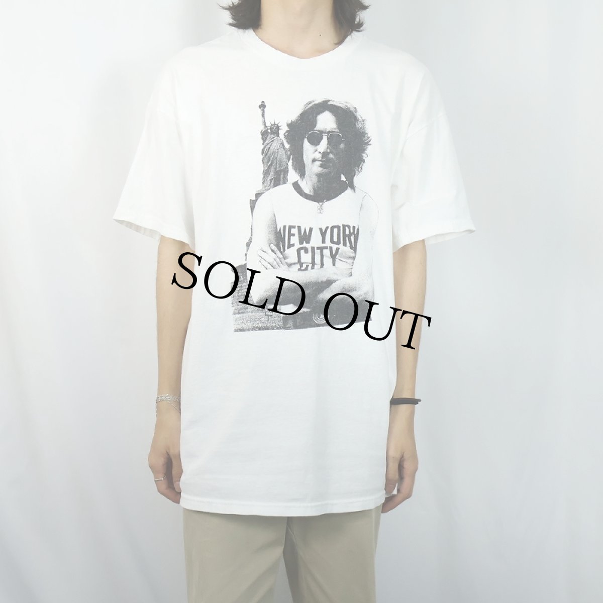 画像2: 2000's JOHN LENNON "NEW YORK CITY" ミュージシャンプリントTシャツ XL (2)