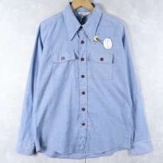 画像1: 70's Distinctive Sportswear 刺繍入り シャンブレーシャツ  (1)