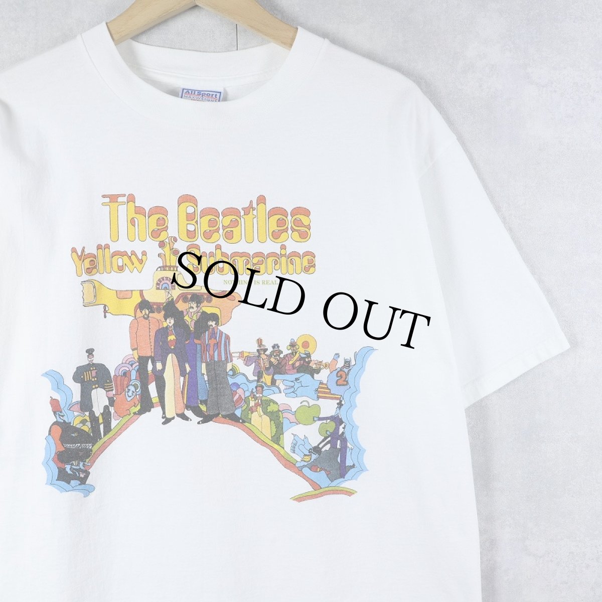 画像1: 90's THE BEATLES USA製 "Yellow Submarine" ロックバンドプリントTシャツ L (1)