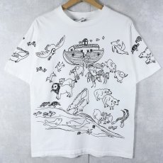 画像1: 90's MICHIGAN RAG CO. USA製 "Noah's Ark" プリントTシャツ M (1)