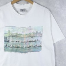 画像1: 90's Calvin Klein Sport USA製 "THE OXFORD CAMBRIDGE BOAT-RACE-READY TO START" プリントTシャツ M (1)
