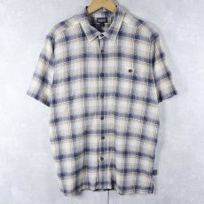 画像1: Patagonia チェック柄 ちりめん A/Cシャツ M (1)