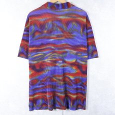 画像2: 90's Y.M.L.A. USA製 総柄 プリーツ加工 オープンカラーシャツ L (2)
