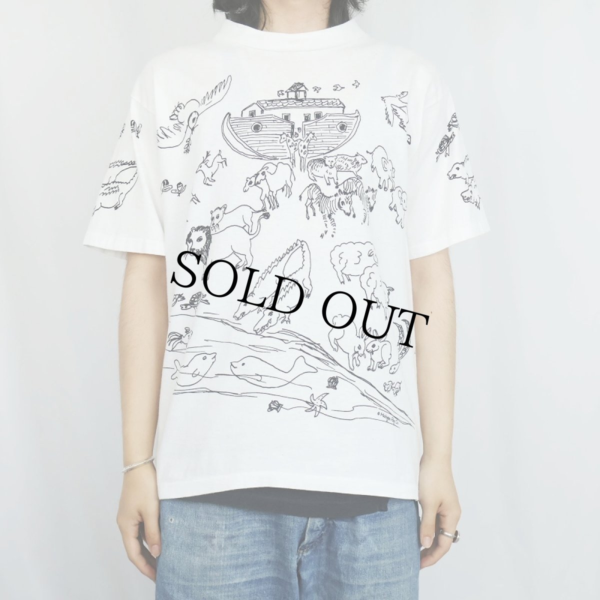 画像3: 90's MICHIGAN RAG CO. USA製 "Noah's Ark" プリントTシャツ M (3)
