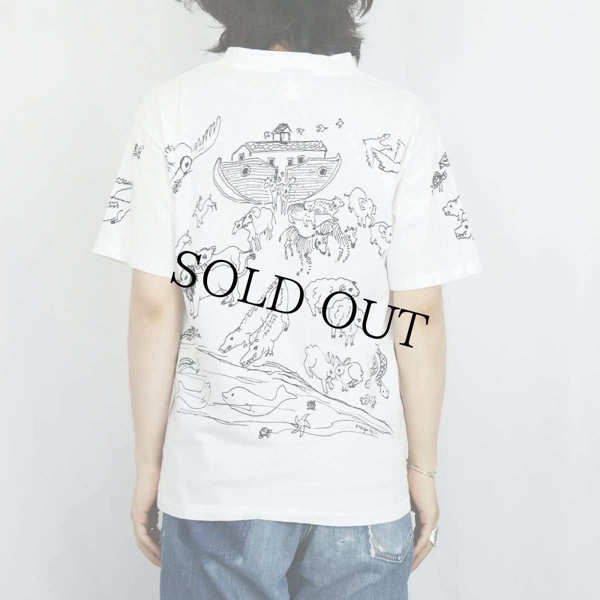 画像4: 90's MICHIGAN RAG CO. USA製 "Noah's Ark" プリントTシャツ M (4)
