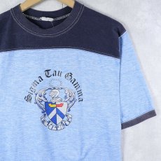 画像1: 70〜80's "Sigma Tau Gamma" カレッジプリント フットボールTシャツ L (1)
