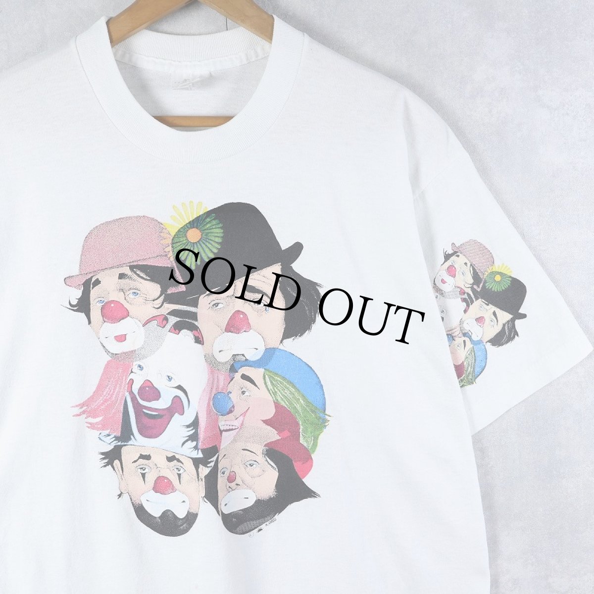 画像1: 90's H. NAGEL USA製 ピエロプリントTシャツ L (1)