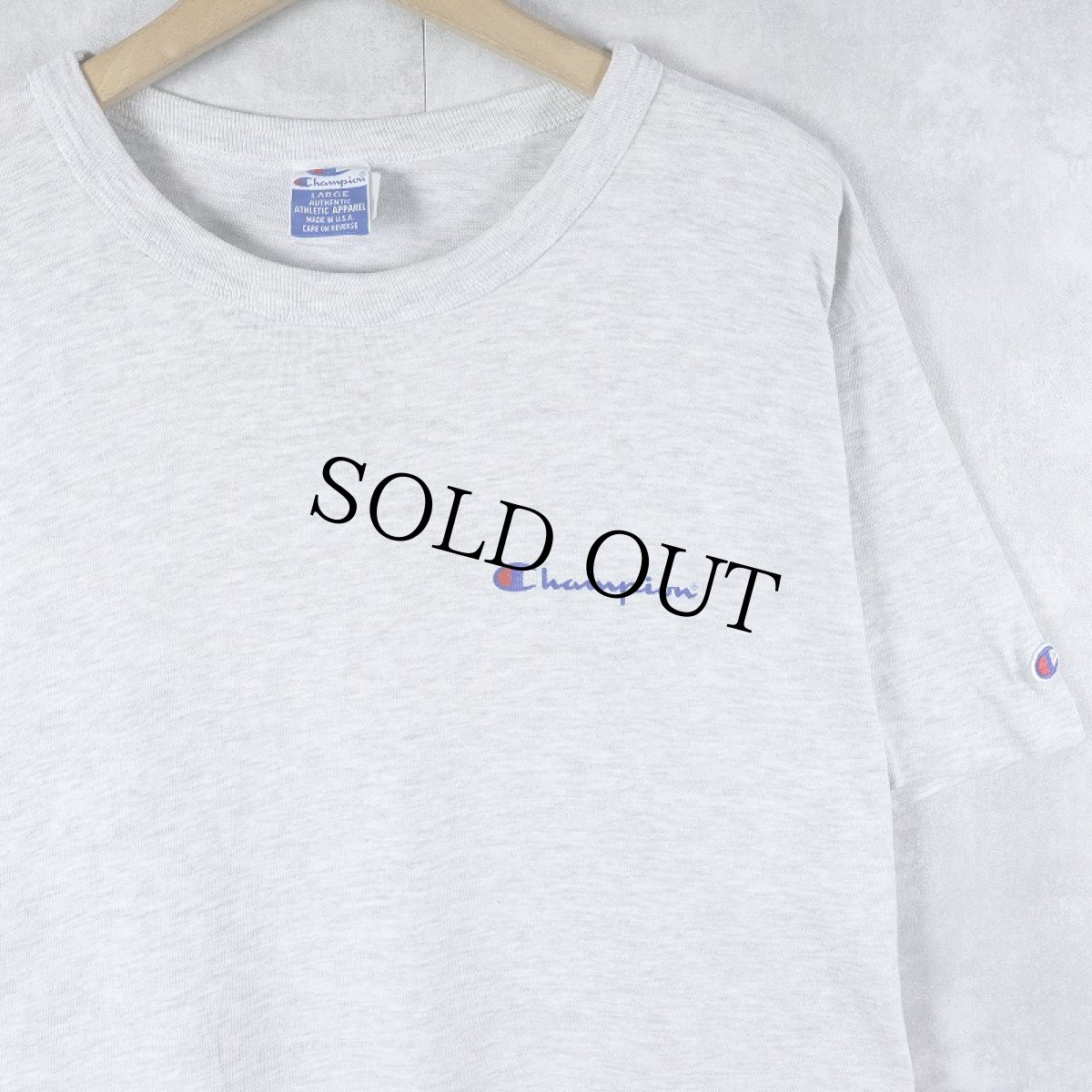 画像1: 90's Champion 青刺繍タグ 後期 USA製 ロゴプリントTシャツ L (1)