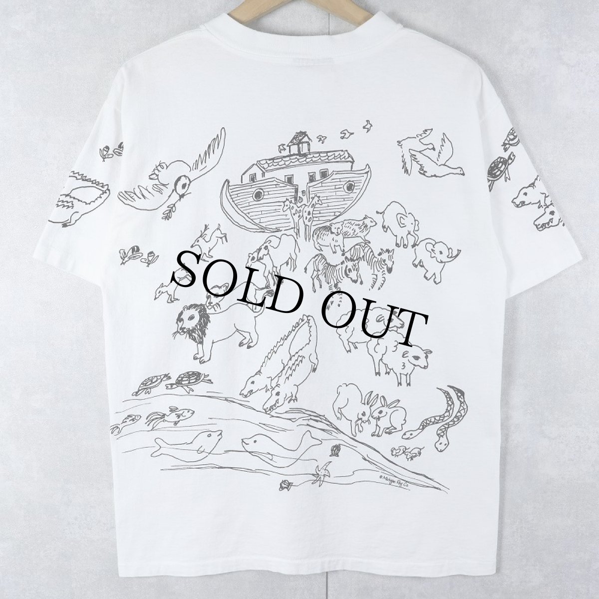 画像2: 90's MICHIGAN RAG CO. USA製 "Noah's Ark" プリントTシャツ M (2)