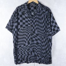 画像1: NO BOUNDARIES 総柄 レーヨンオープンカラーシャツ L (1)